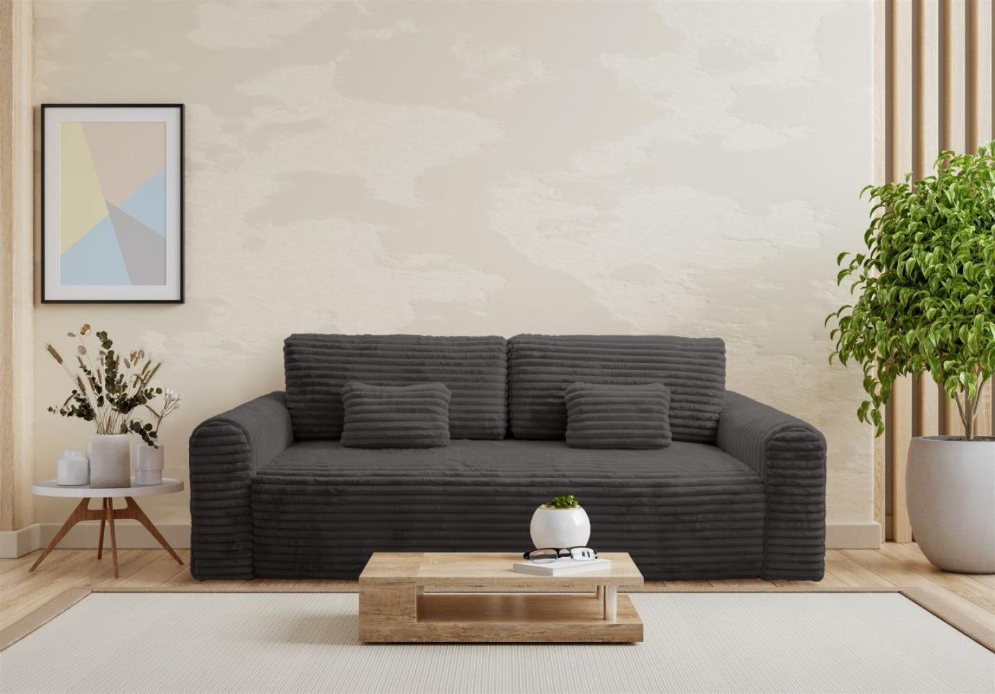 Schlafsofa Designersofa Sofa 3-Sitzer GWEN in Stoff Vito Schwarz Bild 1