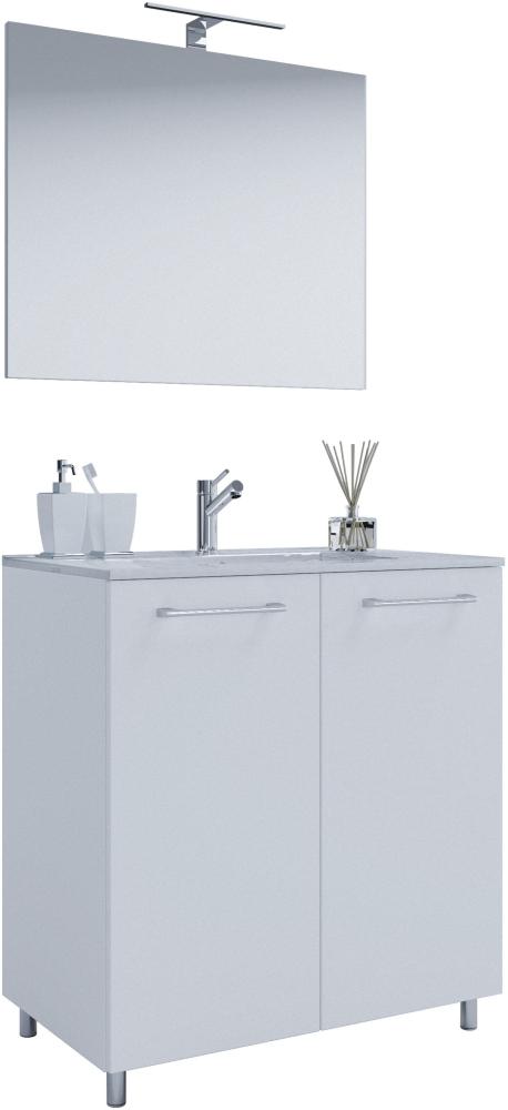 Gilos Bad Möbel Set Waschbecken Unterschrank Wandspiegel Badezimmer Waschtisch Bild 1