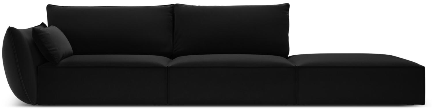 Micadoni 4-Sitzer Rechts Samtstoff Sofa Kaelle | Bezug Black | Beinfarbe Black Plastic Bild 1