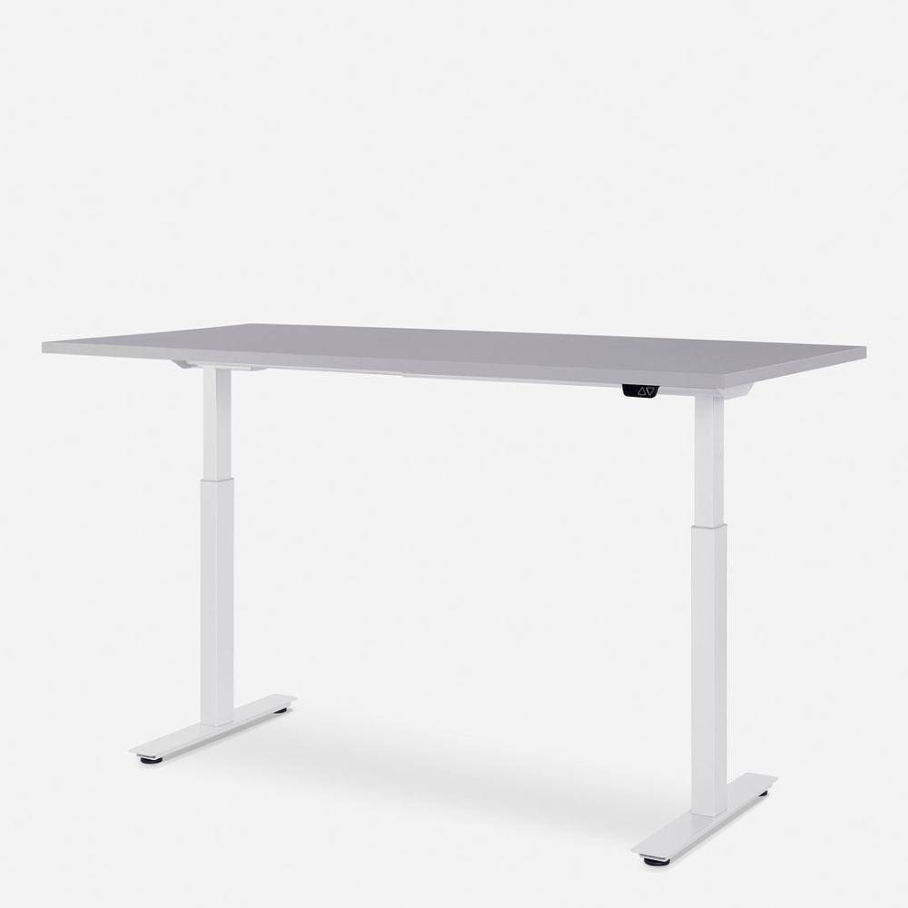 160 x 80 cm WRK21® SMART - Grau Uni / Weiss elektrisch höhenverstellbarer Schreibtisch Bild 1