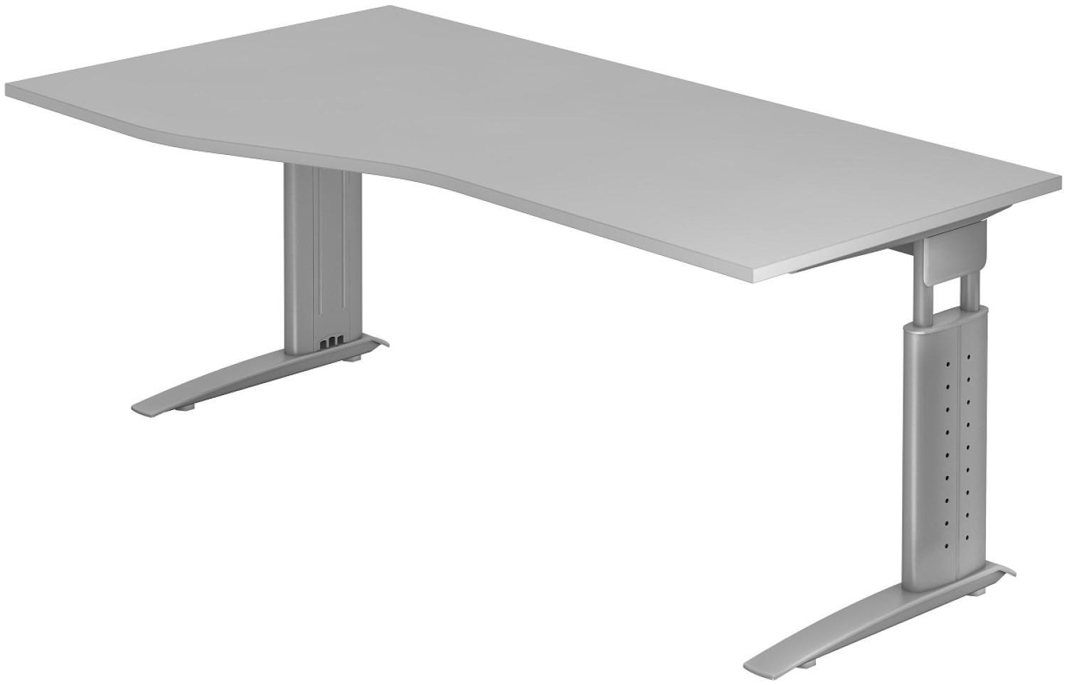 Schreibtisch US18 C-Fuß 180x100 / 80cm Grau Gestellfarbe: Silber Bild 1