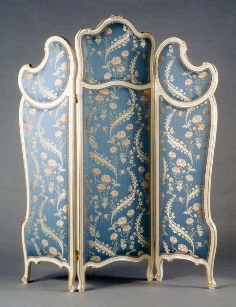 Casa Padrino Luxus Barock Raumteiler Blau / Mehrfarbig / Weiß / Gold - Prunkvoller Massivholz Paravant im Barockstil - Barock Schlafzimmer & Hotel Möbel - Luxus Qualität - Made in Italy Bild 1