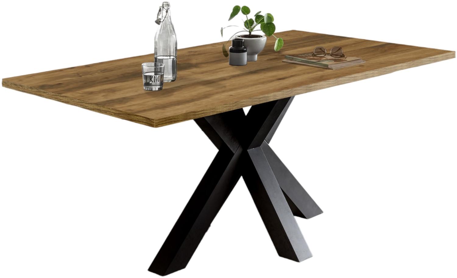 Esszimmertisch Elda 2 140 x 90 x 75 Esstisch Schwarzstahl/Plankeneiche 13519-140 Bild 1