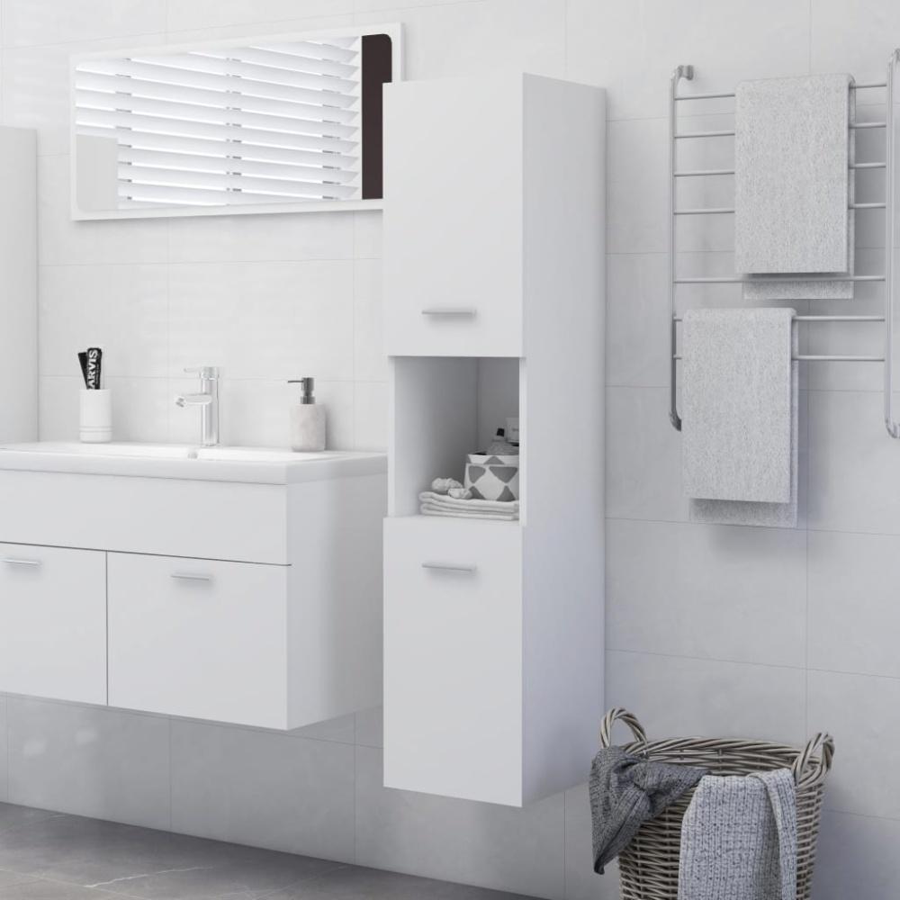 Badezimmerschrank Weiß 30x30x130 cm Holzwerkstoff Bild 1