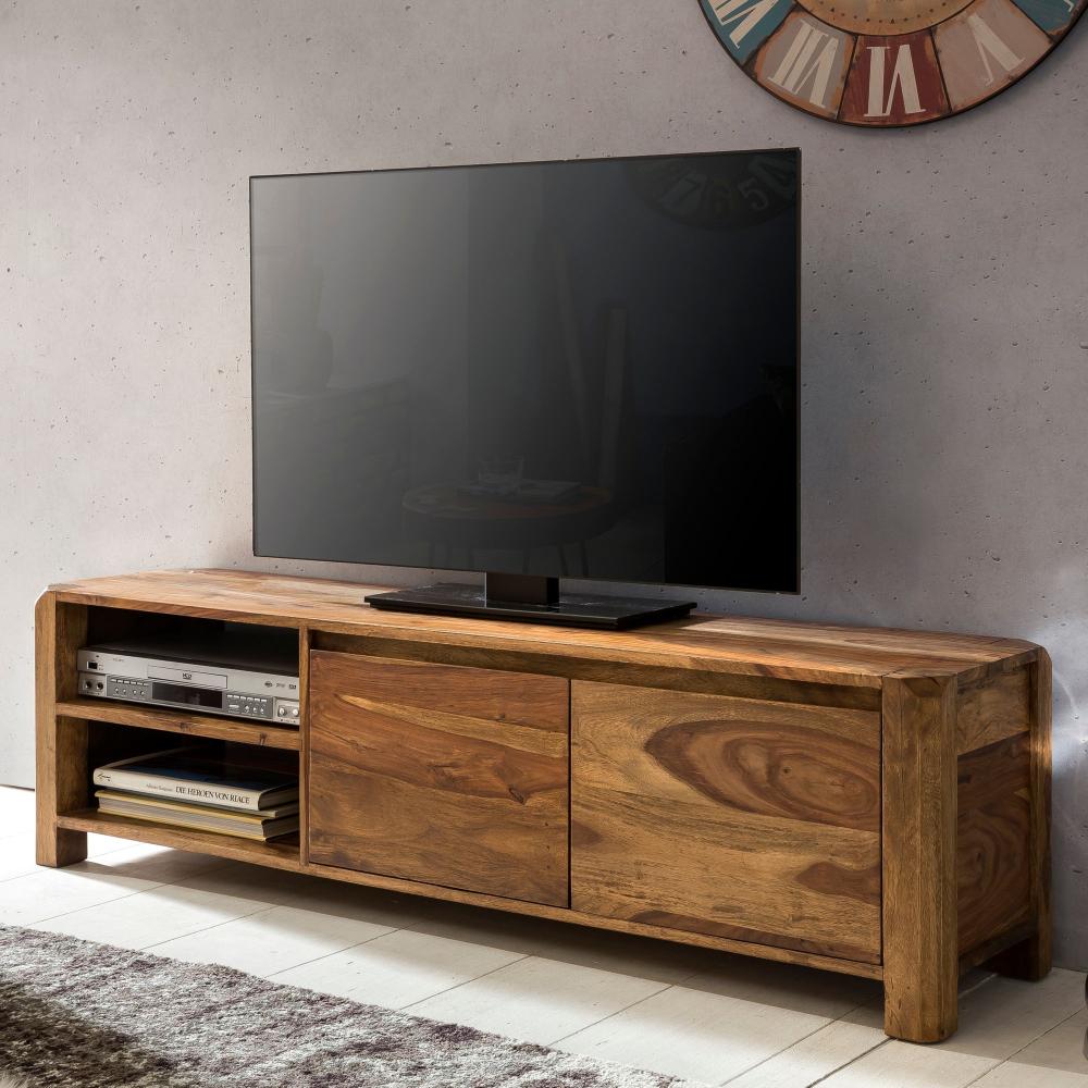 KADIMA DESIGN Lowboard TEKO - Massives holz TV-Board mit viel Stauraum und einzigartiger Maserung. Farbe: Braun Bild 1