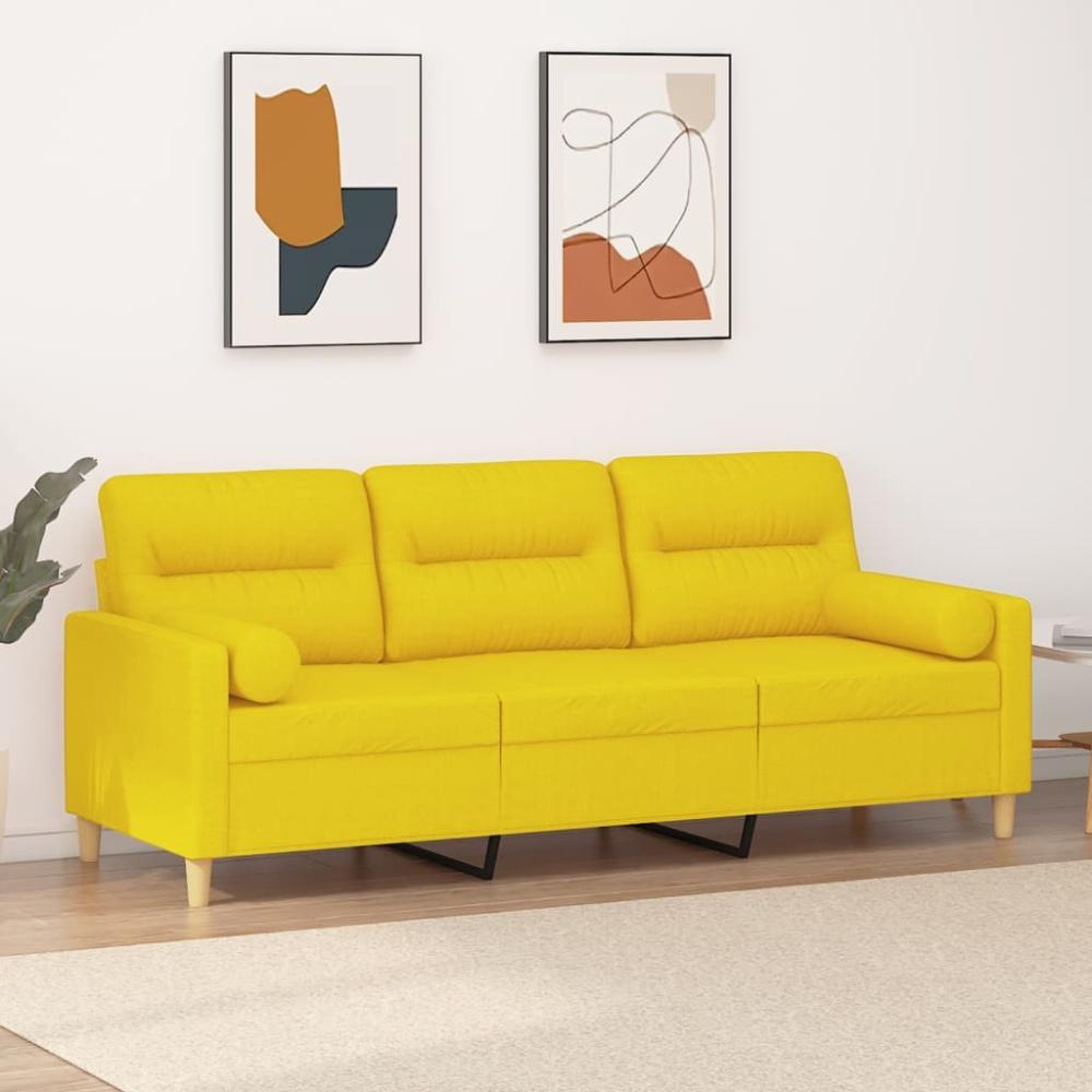 vidaXL 3-Sitzer-Sofa mit Zierkissen Hellgelb 180 cm Stoff Bild 1