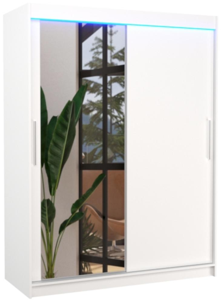 Schiebetürenschrank mit Spiegel ROSATO, 150x200x58, Weiß Bild 1