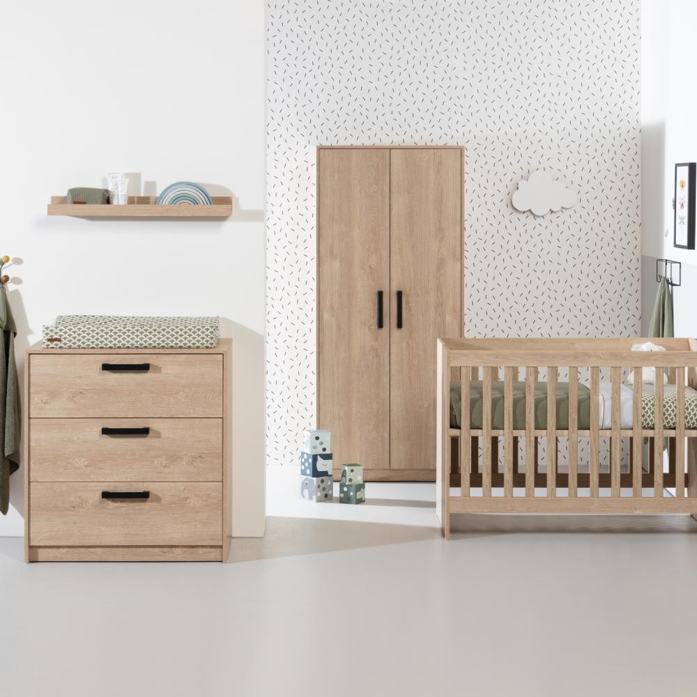 Europe Baby Nova Babyzimmer Eiche | Bett 60 x 120 cm + Kommode Holz natur Bild 1