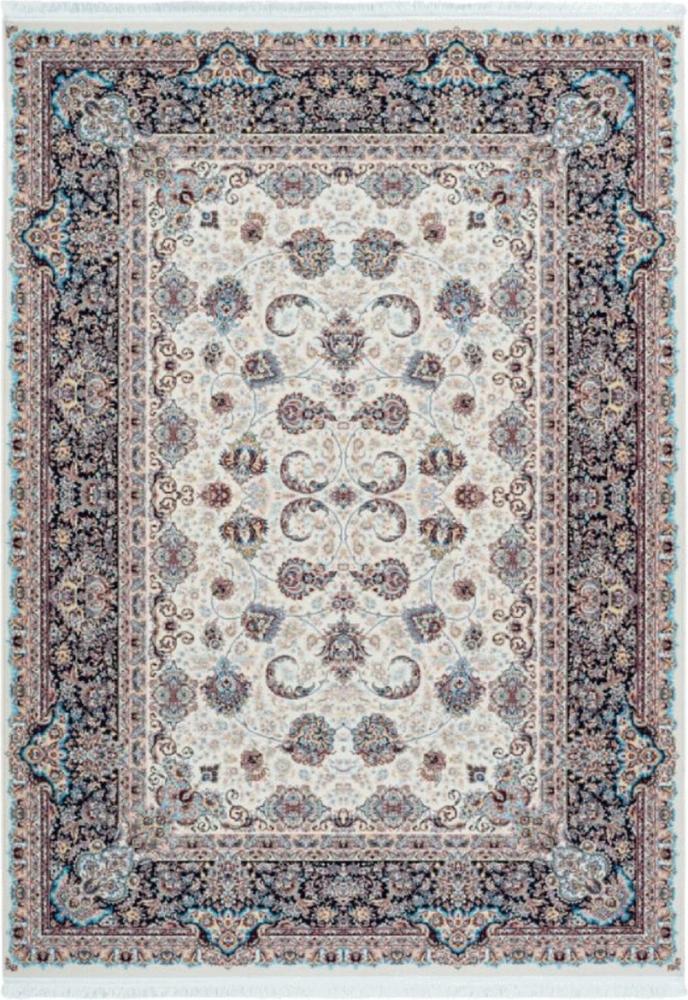 Casa Padrino Luxus Kunstfaser Teppich mit Fransen Elfenbeinfarben - Verschiedene Größen - Rechteckiger Wohnzimmer Teppich im Orientalischen Stil Bild 1