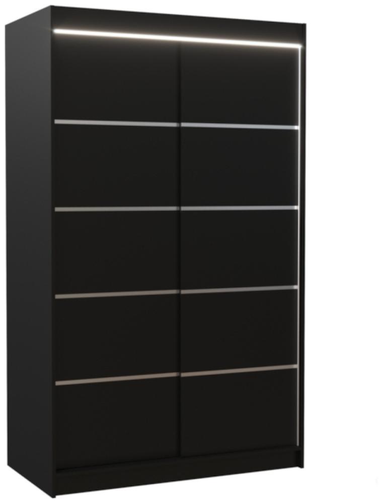Schiebetürenschrank LISO, 120x200x58, schwarz + LED Beleuchtung Bild 1