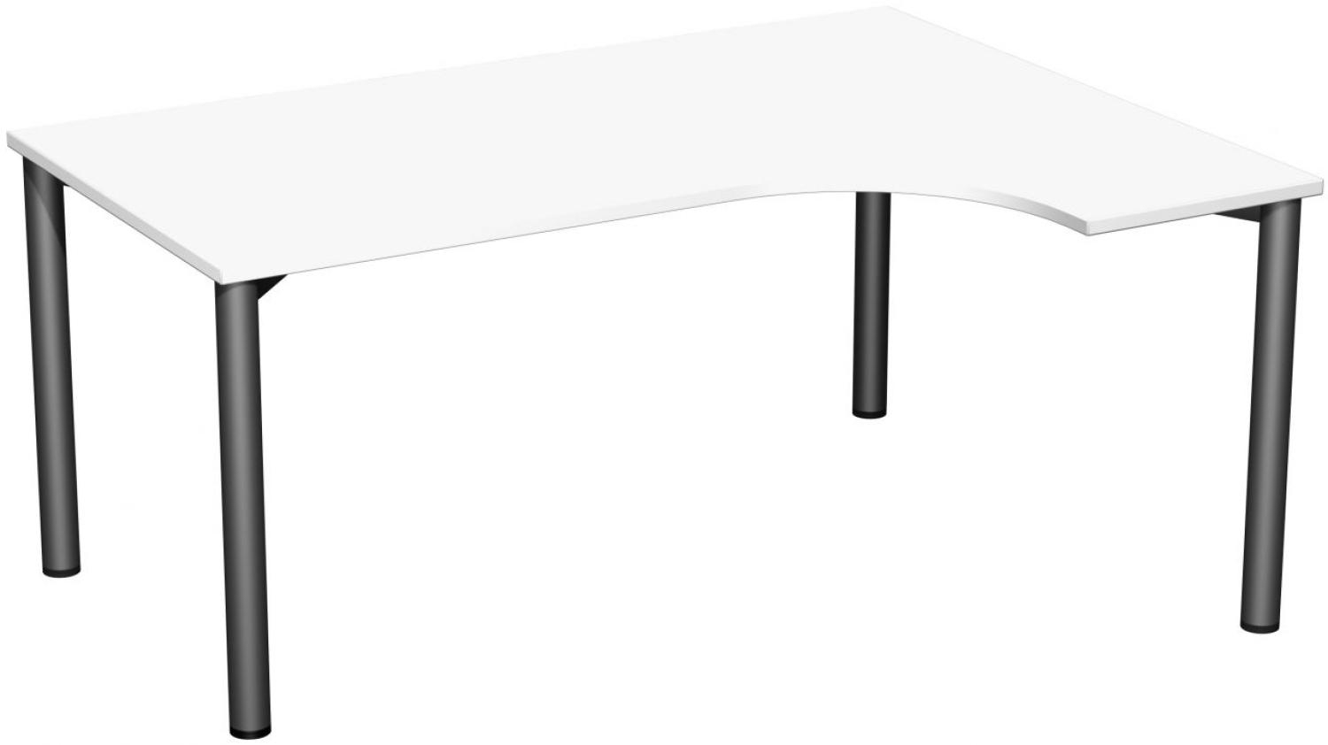 PC-Schreibtisch '4 Fuß Flex' rechts, höhenverstellbar, 160x120cm, Weiß / Anthrazit Bild 1