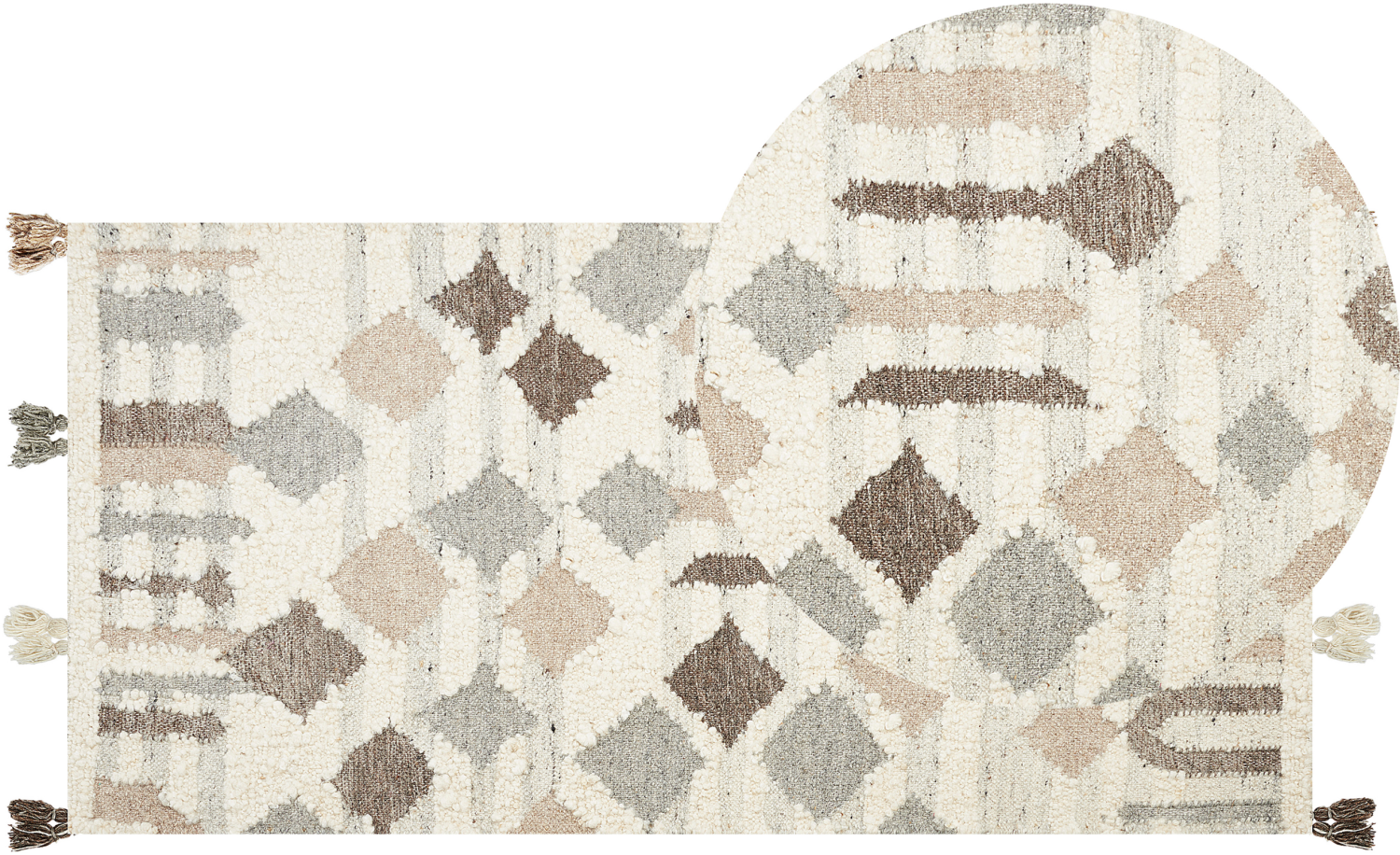 Kelim Teppich Wolle mehrfarbig 80 x 150 cm geometrisches Muster Kurzflor KAGHTSRASHEN Bild 1
