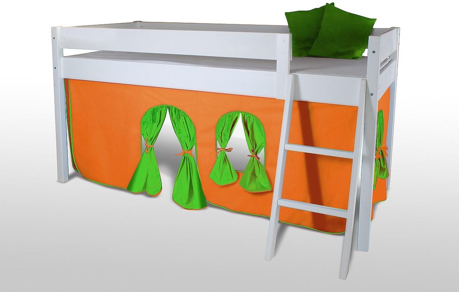Vorhangset orange/grün für Hochbett, Spielbett u. Etagenbett Bild 1