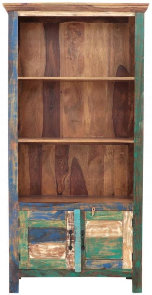 Bücherregal Retro 90x180x35 aus recyceltem indischen Mango-Massivholz Bild 1