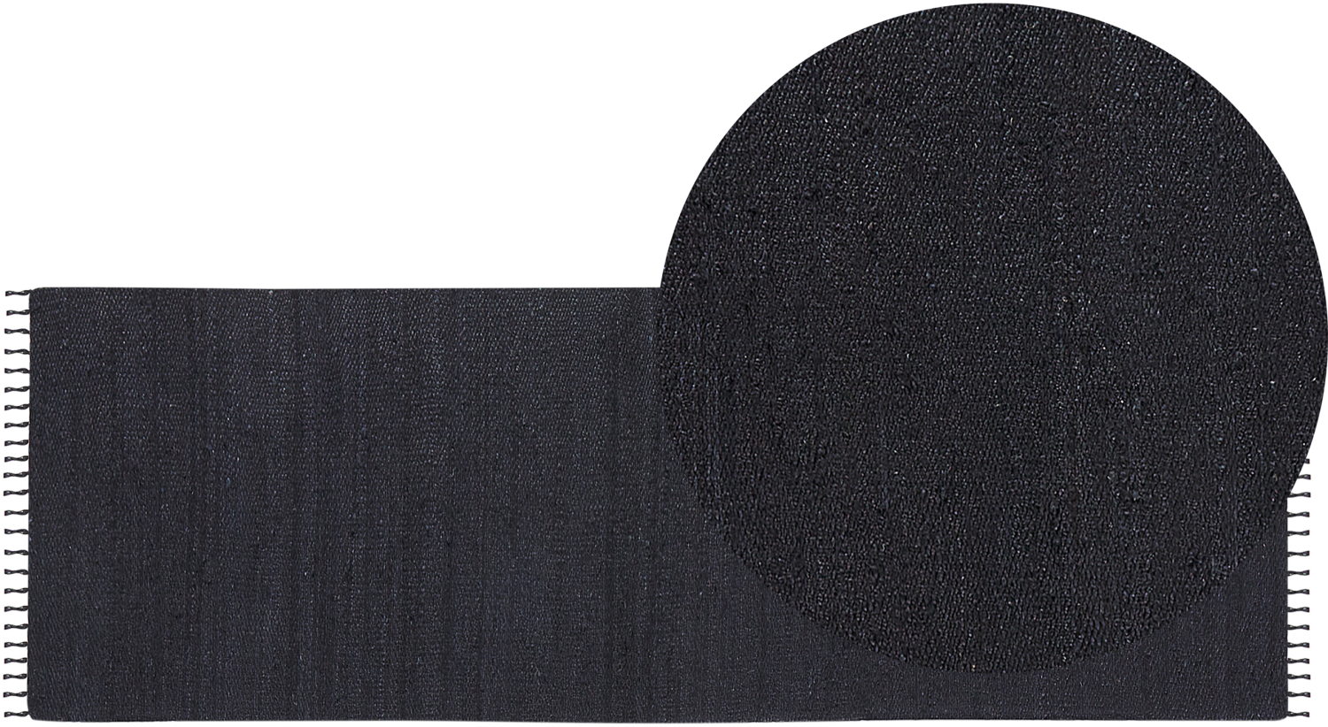 Teppich Jute schwarz 80 x 300 cm Kurzflor SINANKOY Bild 1