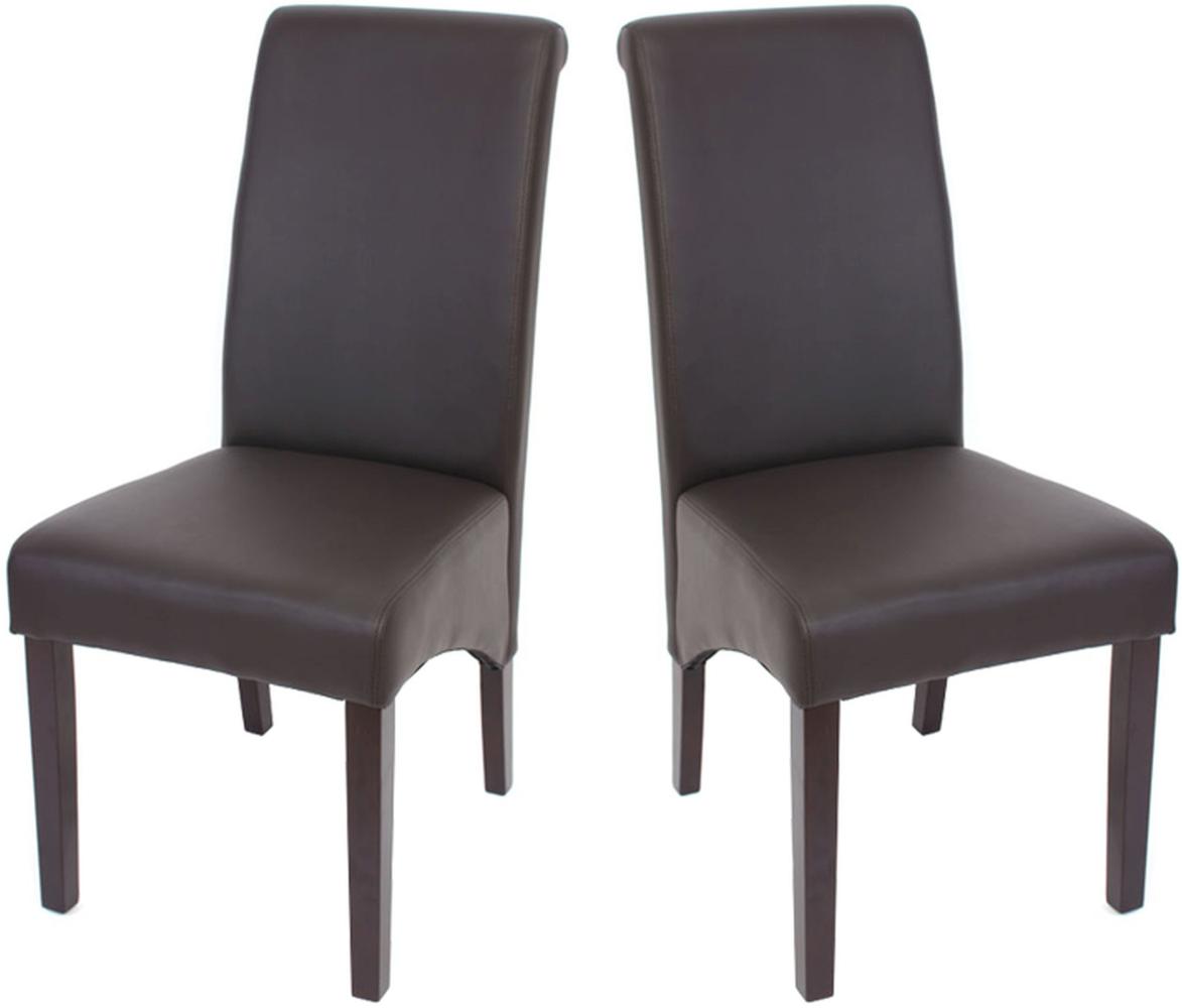 2er-Set Esszimmerstuhl Küchenstuhl Stuhl M37 ~ Kunstleder matt, braun, dunkle Füße Bild 1