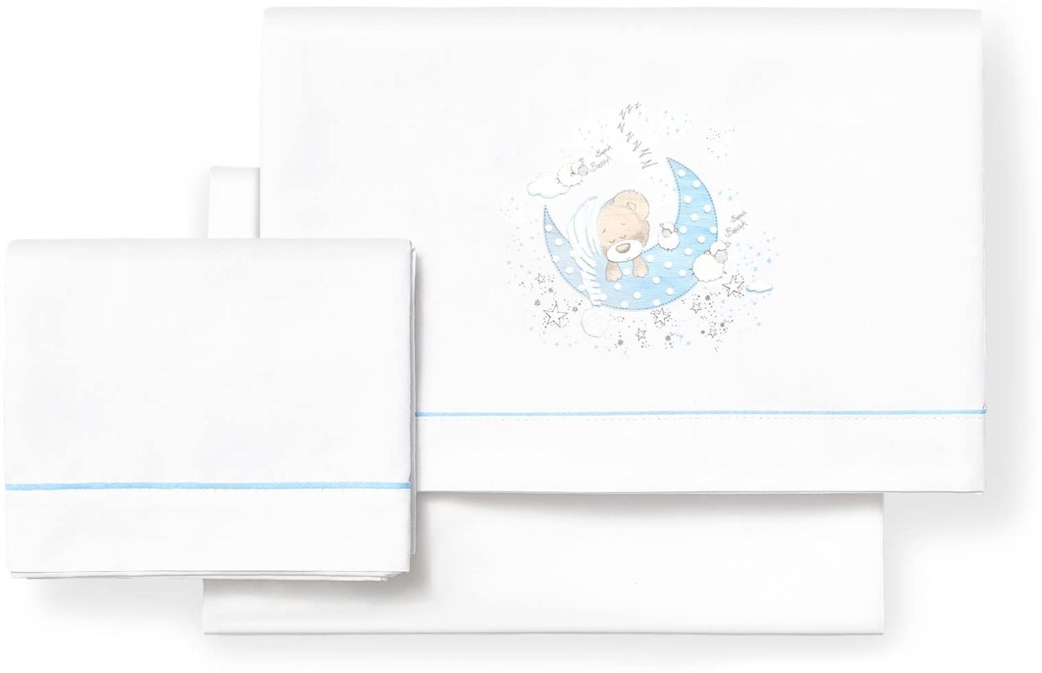 Interbaby Bettwäsche für Mini-Babybett, 50 x 80 cm, 100% Baumwolle (Spannbettlaken, Kissenbezug) (New Sleeping Blau) Bild 1