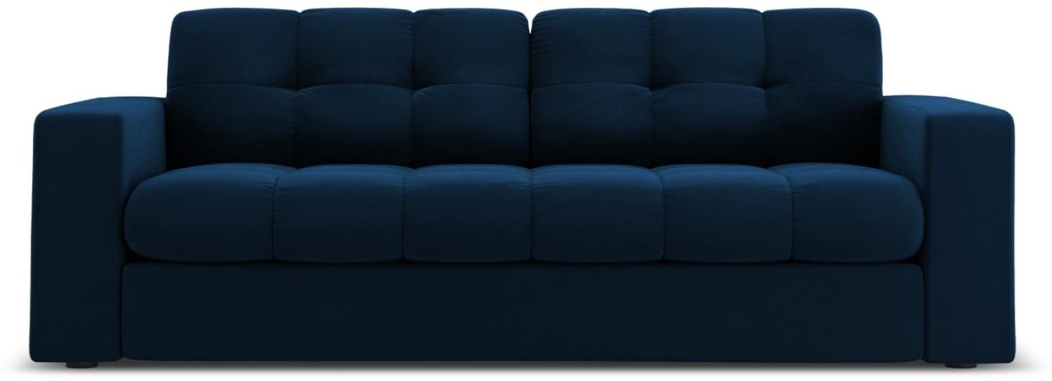 Micadoni 2-Sitzer Samtstoff Sofa Justin | Bezug Royal Blue | Beinfarbe Black Plastic Bild 1