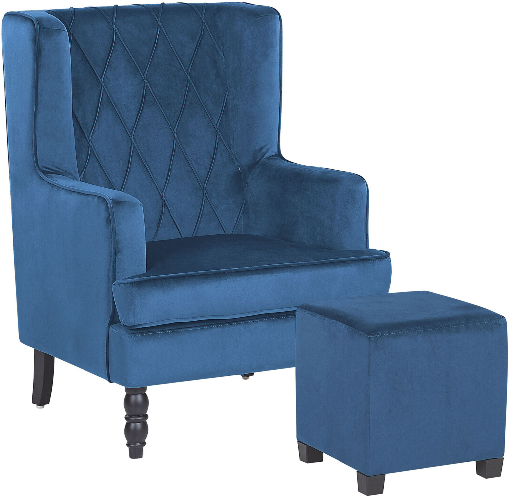 Sessel Samtstoff blau plus Hocker SANDSET Bild 1