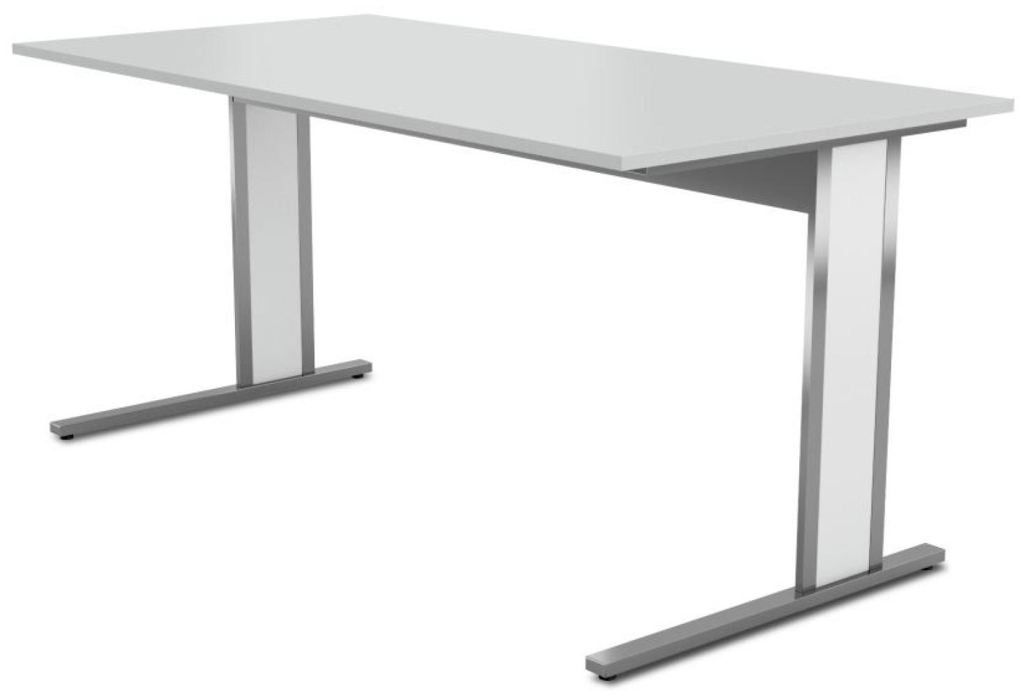 Schreibtisch Aveto, 160x80x75 cm, C-Fuß Gestell, Lichtgrau Bild 1