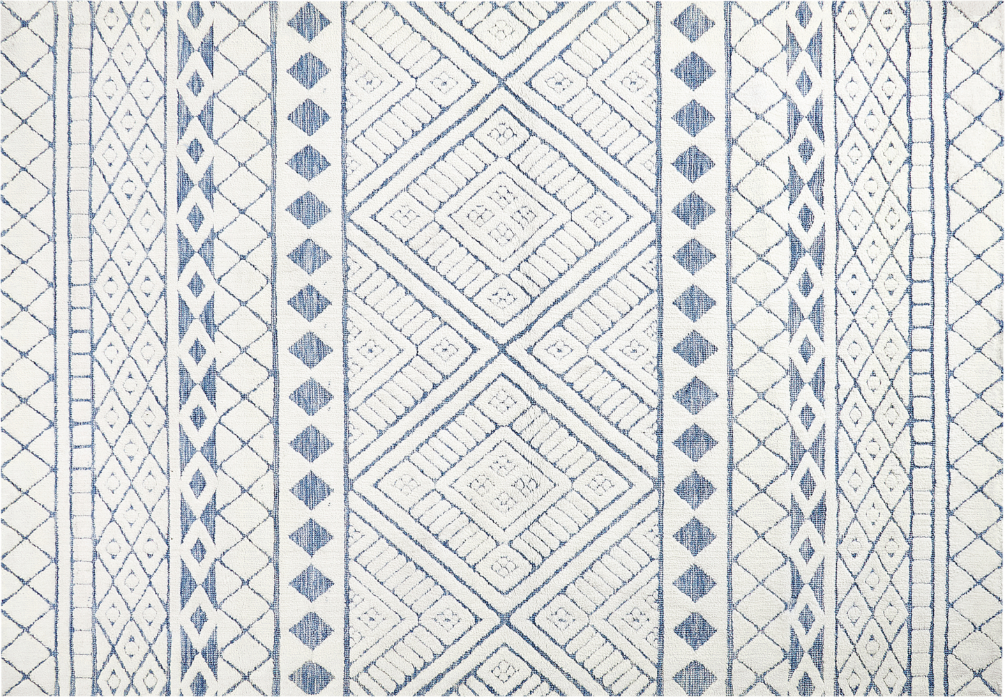 Teppich cremeweiß blau 160 x 230 cm geometrisches Muster Kurzflor MARGAND Bild 1
