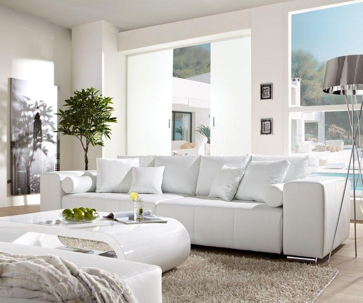 Couch Marbeya Weiß 290x110 cm mit Schlaffunktion Big-Sofa Bild 1