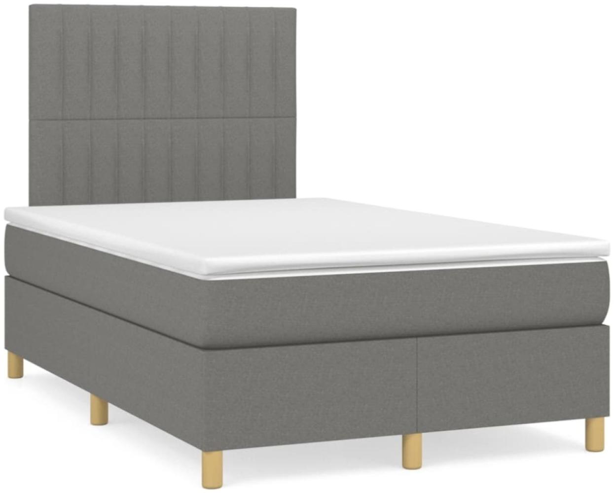 vidaXL Boxspringbett mit Matratze Dunkelgrau 120x190 cm Stoff Bild 1