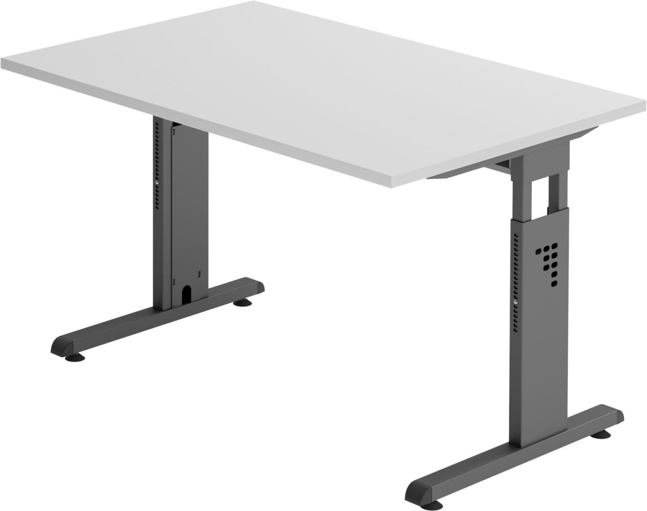 bümö® Schreibtisch O-Serie höhenverstellbar, Tischplatte 120 x 80 cm in grau, Gestell in graphit Bild 1