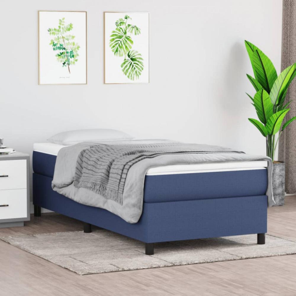 vidaXL Boxspringbett mit Matratze Blau 90x200 cm Stoff Bild 1