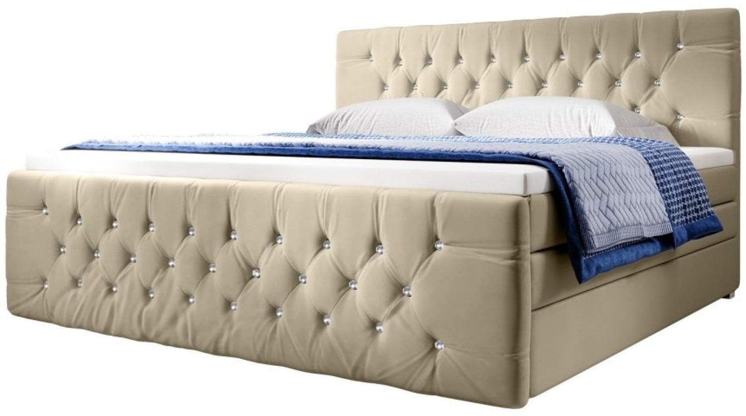 Boxspringbett Nobile mit Strass und Stauraum Schwarz 180x200 H2 Bild 1