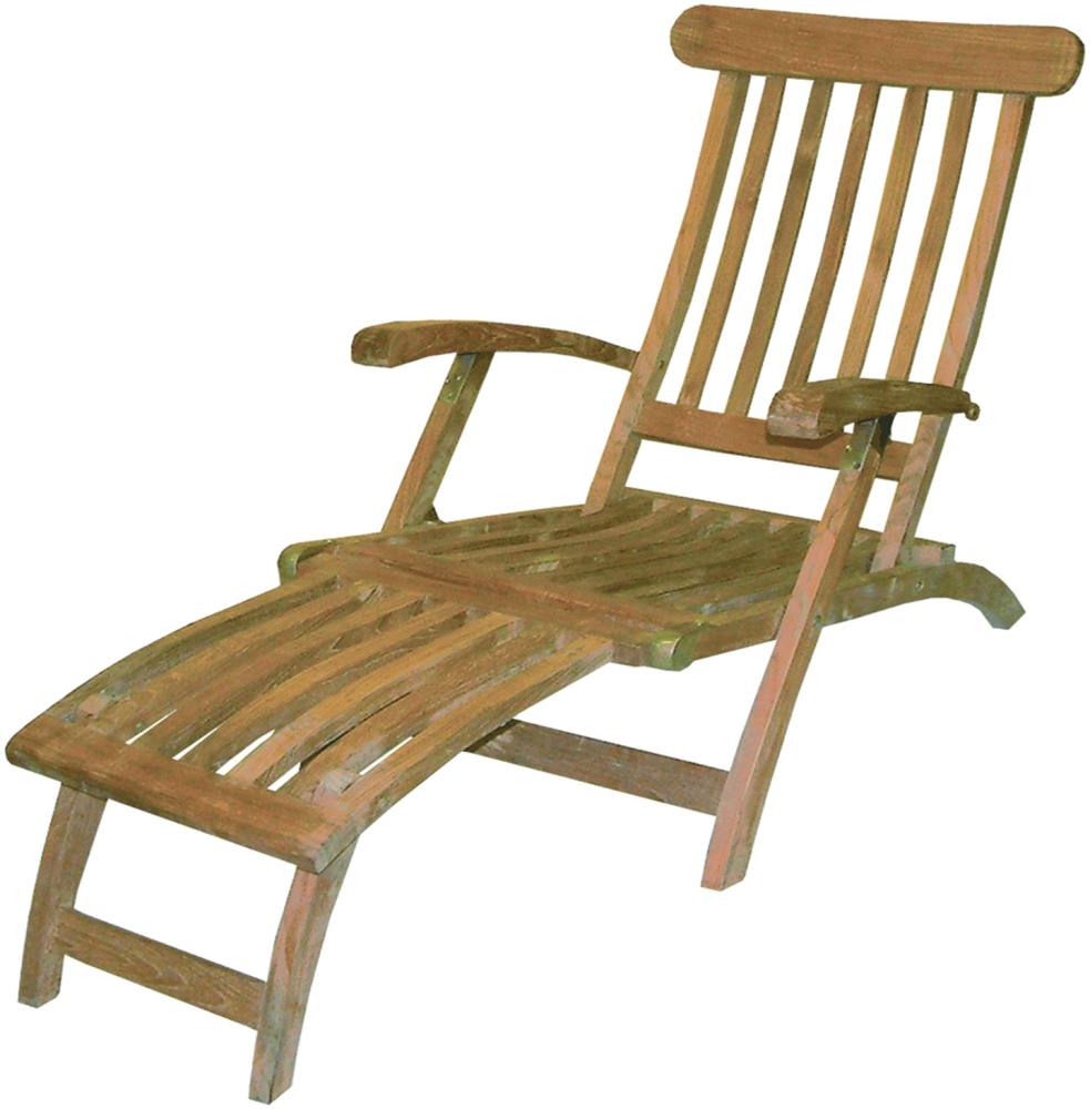 Premium Teakholz Deckchair mit Fußteil Sonnenliege Liegestuhl Teakliege Bild 1