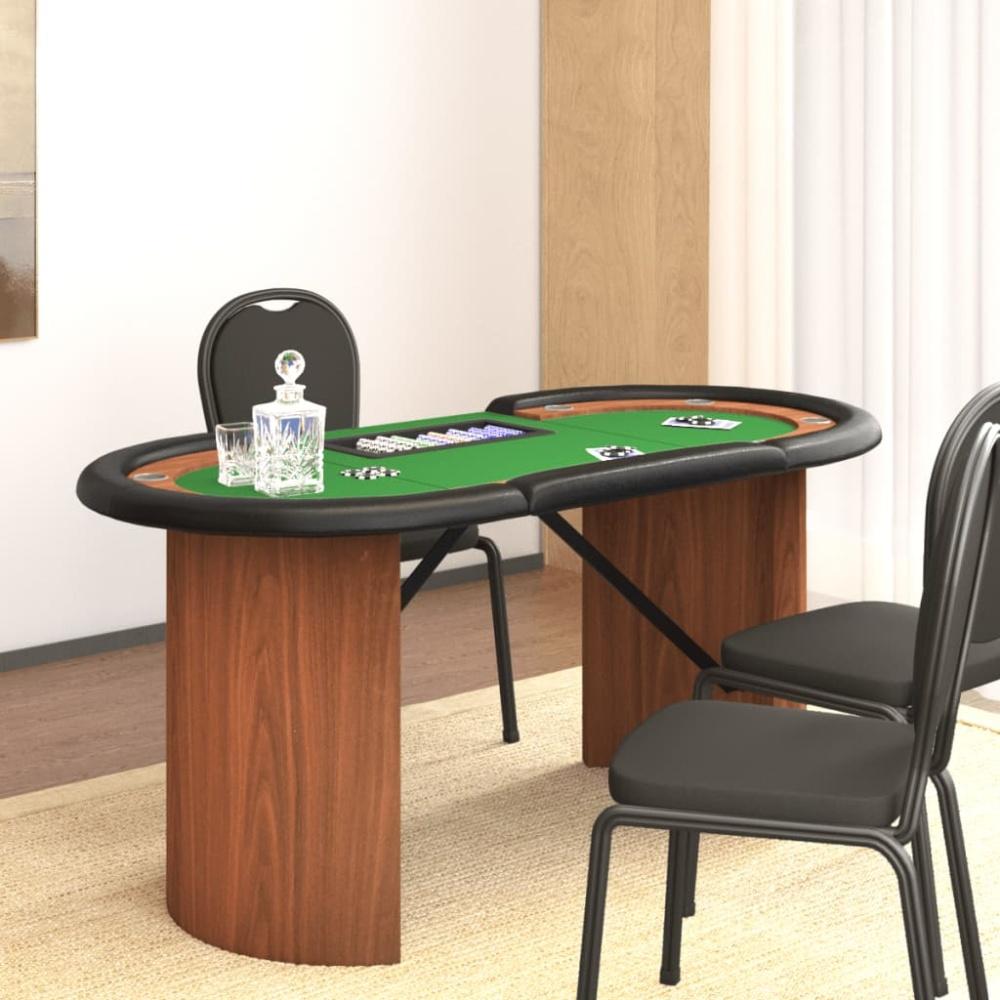 vidaXL Pokertisch Klappbar 10 Spieler mit Chipablage Grün 160x80x75 cm Bild 1