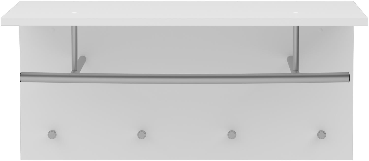 FMD Möbel - SPOT - Wandgarderobe mit Kleiderstange und 4 Haken - melaminharzbeschichtete Spanplatte - weiß - 72 x 34,5 x 29,3cm Bild 1