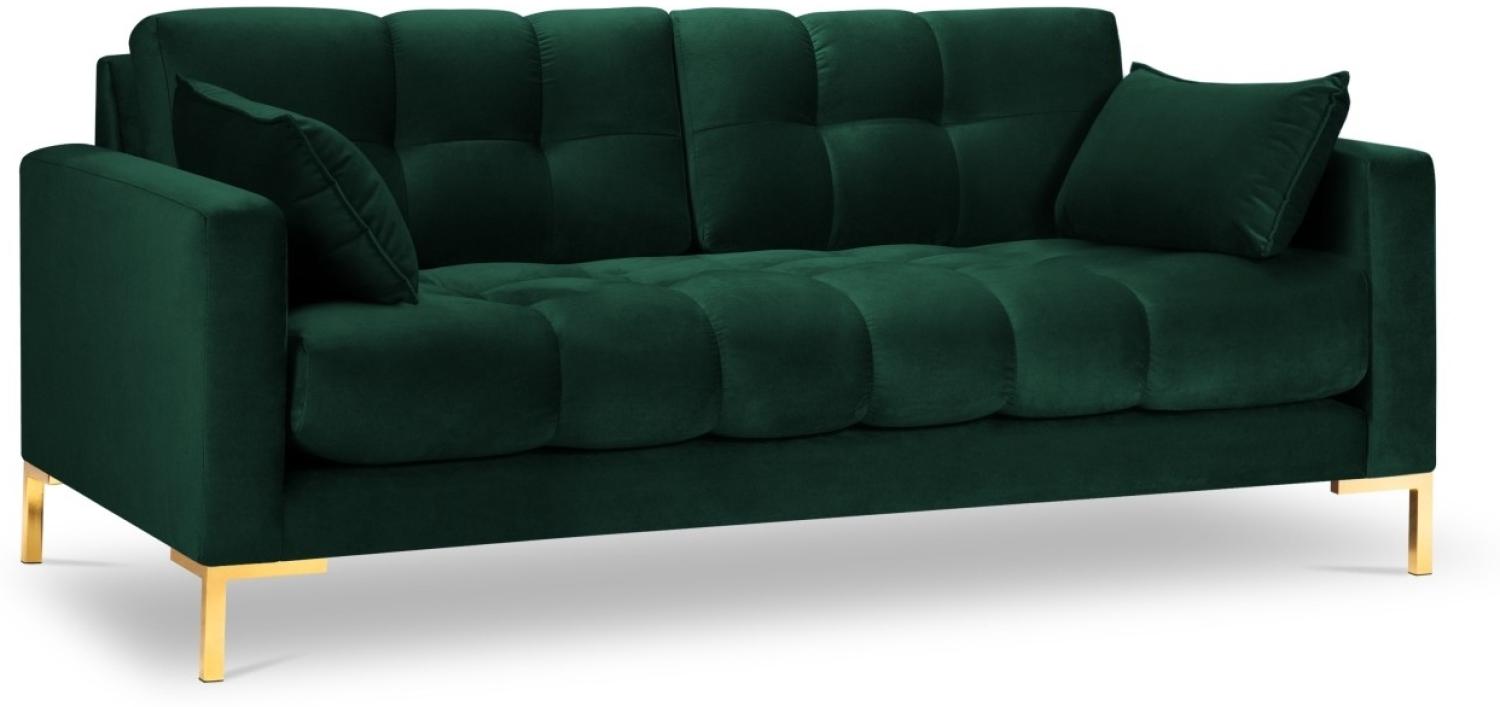 Micadoni 2-Sitzer Samtstoff Sofa Mamaia | Bezug Bottle Green | Beinfarbe Gold Metal Bild 1
