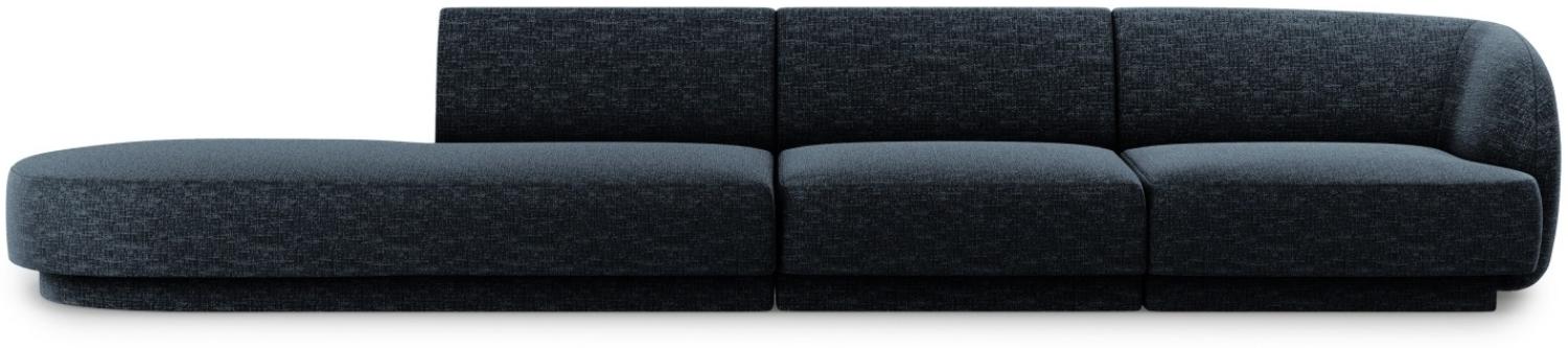 Micadoni 4-Sitzer Links Sofa Miley | Bezug Royal Blue | Beinfarbe Black Plastic Bild 1