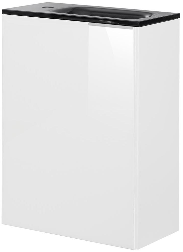 Fackelmann SBC KARA Gäste WC Set 2-teilig 45 cm, Weiß, links, Glas Anthrazit Bild 1