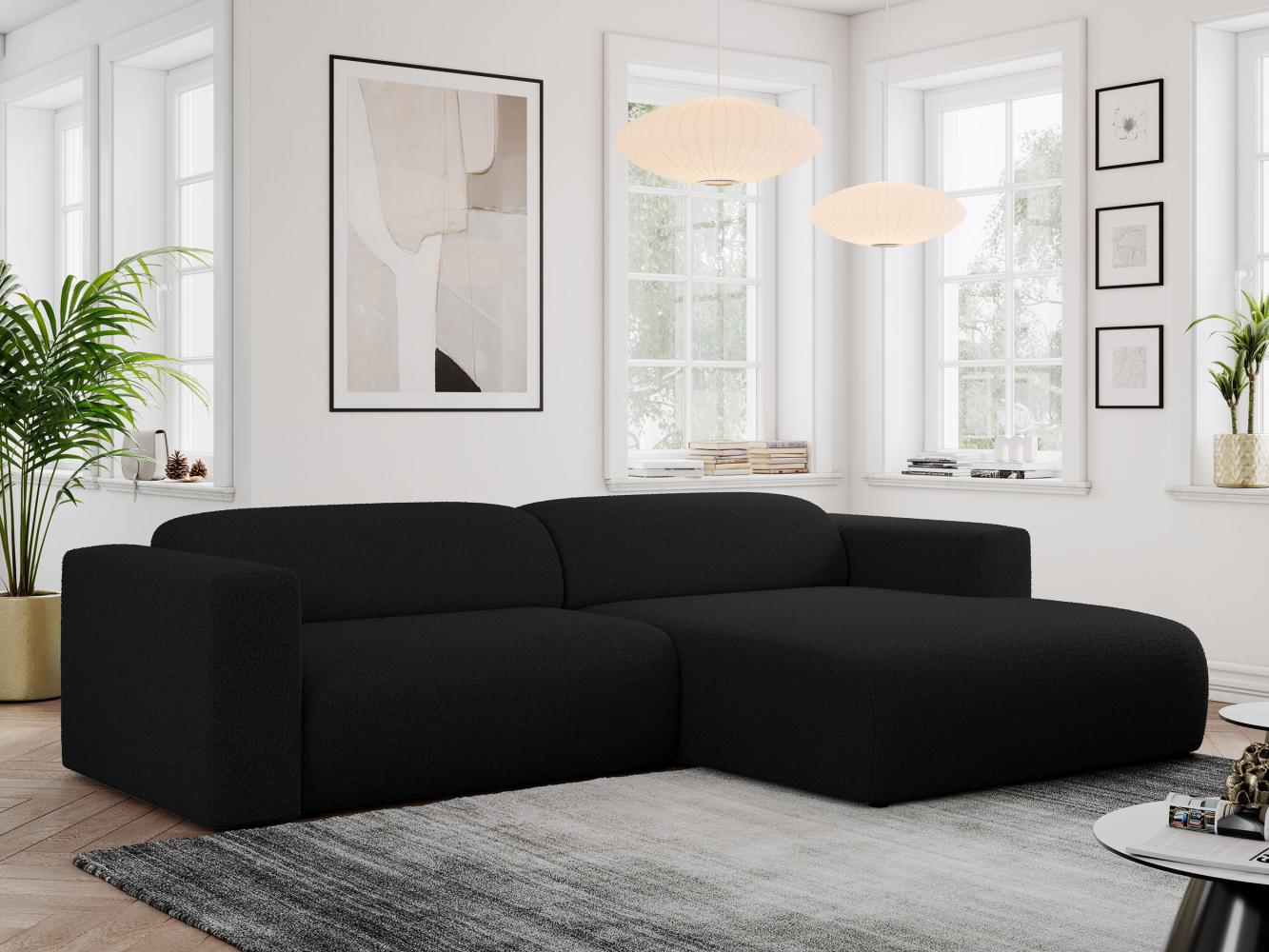 Ecksofa PASADENA, freistehendes Ecksofa, breite Armlehnen, Federsitz - rechts - Schwarz Boucle Bild 1