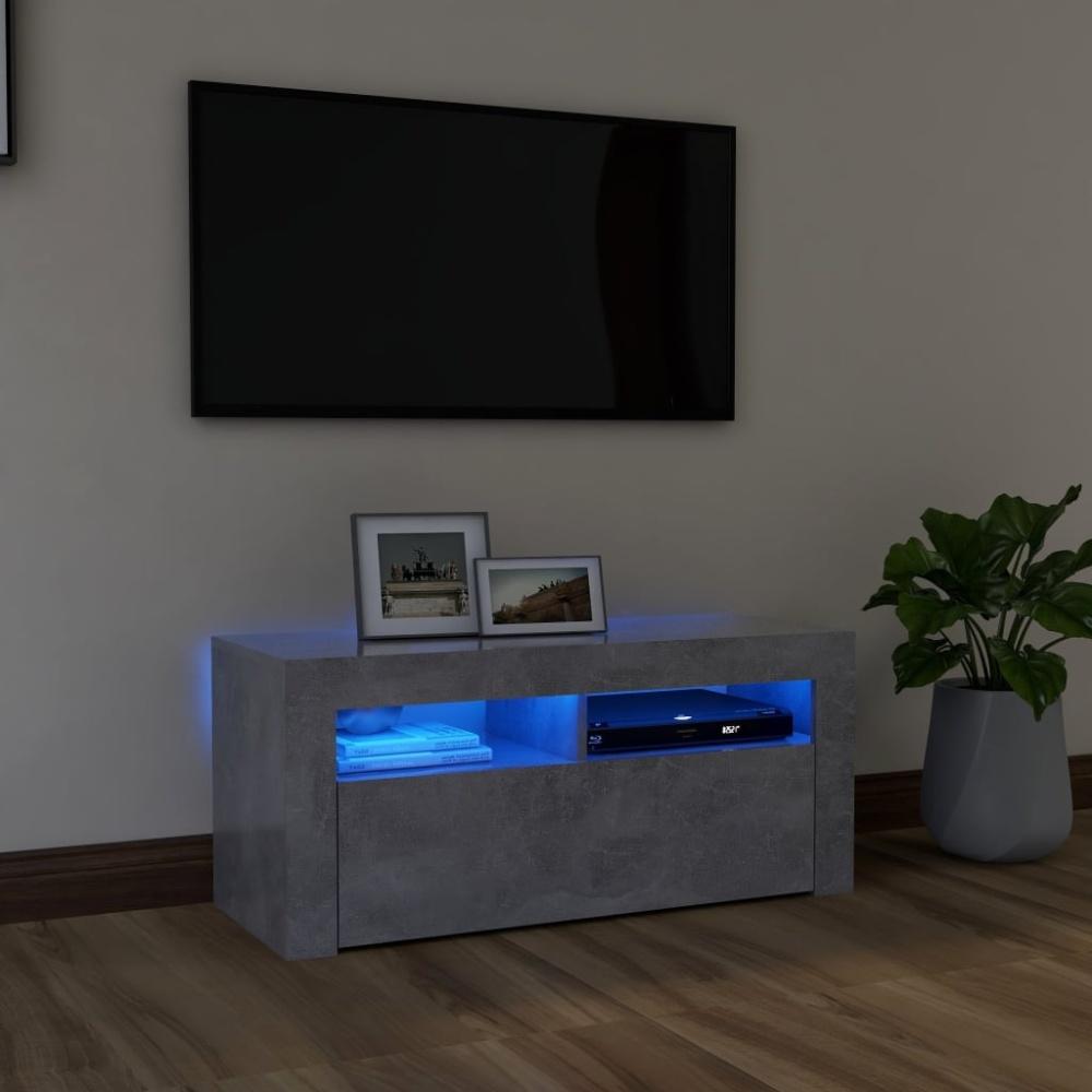 vidaXL TV-Schrank mit LED-Leuchten Betongrau 90x35x40 cm, Mit Beleuchtung [804323] Bild 1