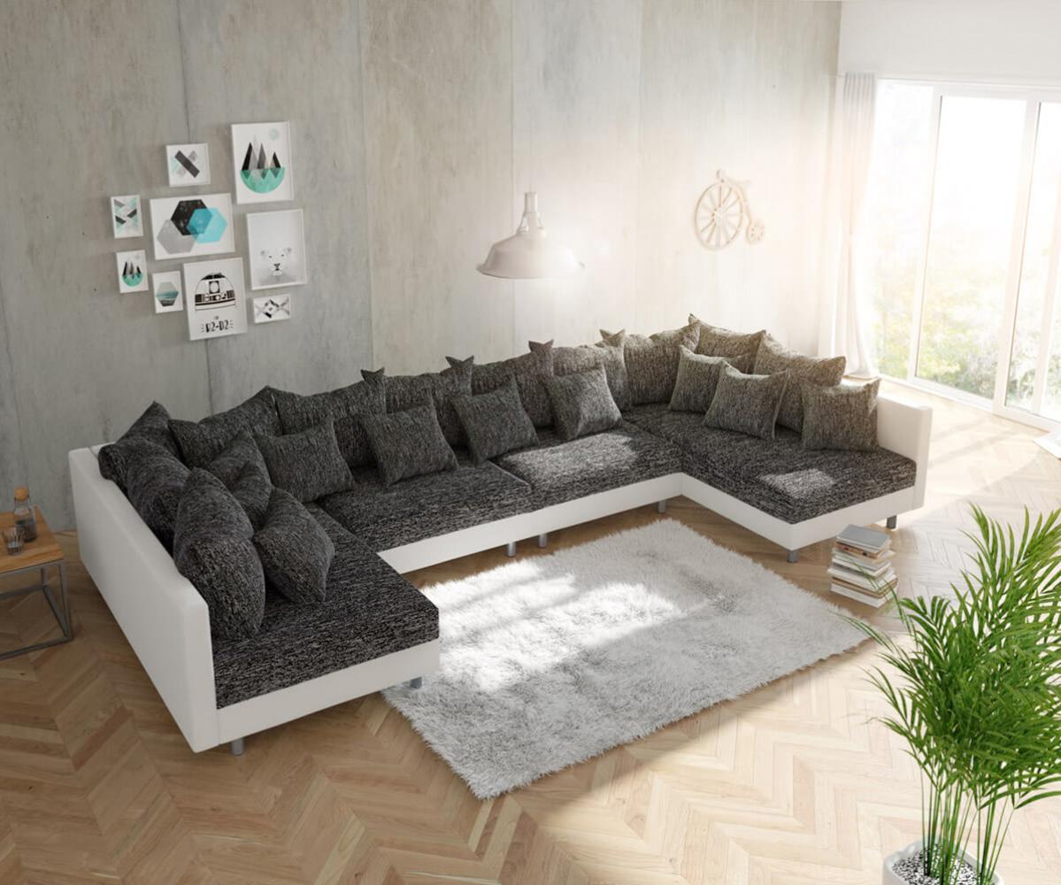 Couch Clovis XL Weiß/ Schwarz Wohnlandschaft Modulsofa Bild 1