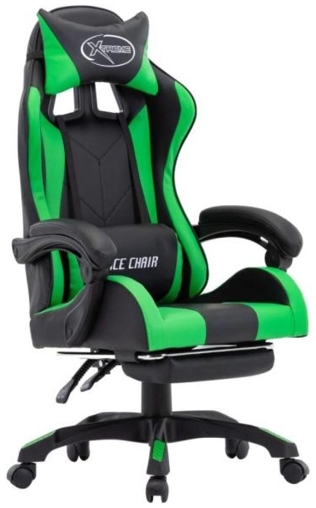 vidaXL Gaming-Stuhl mit Fußstütze Grün und Schwarz Kunstleder Bild 1