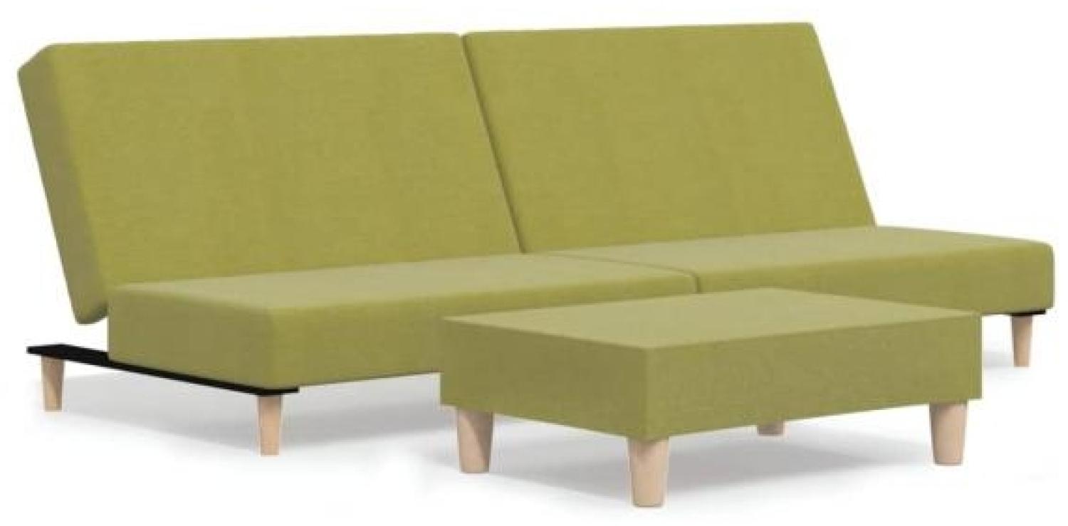 Schlafsofa 2-Sitzer mit Fußhocker Grün Stoff Bild 1
