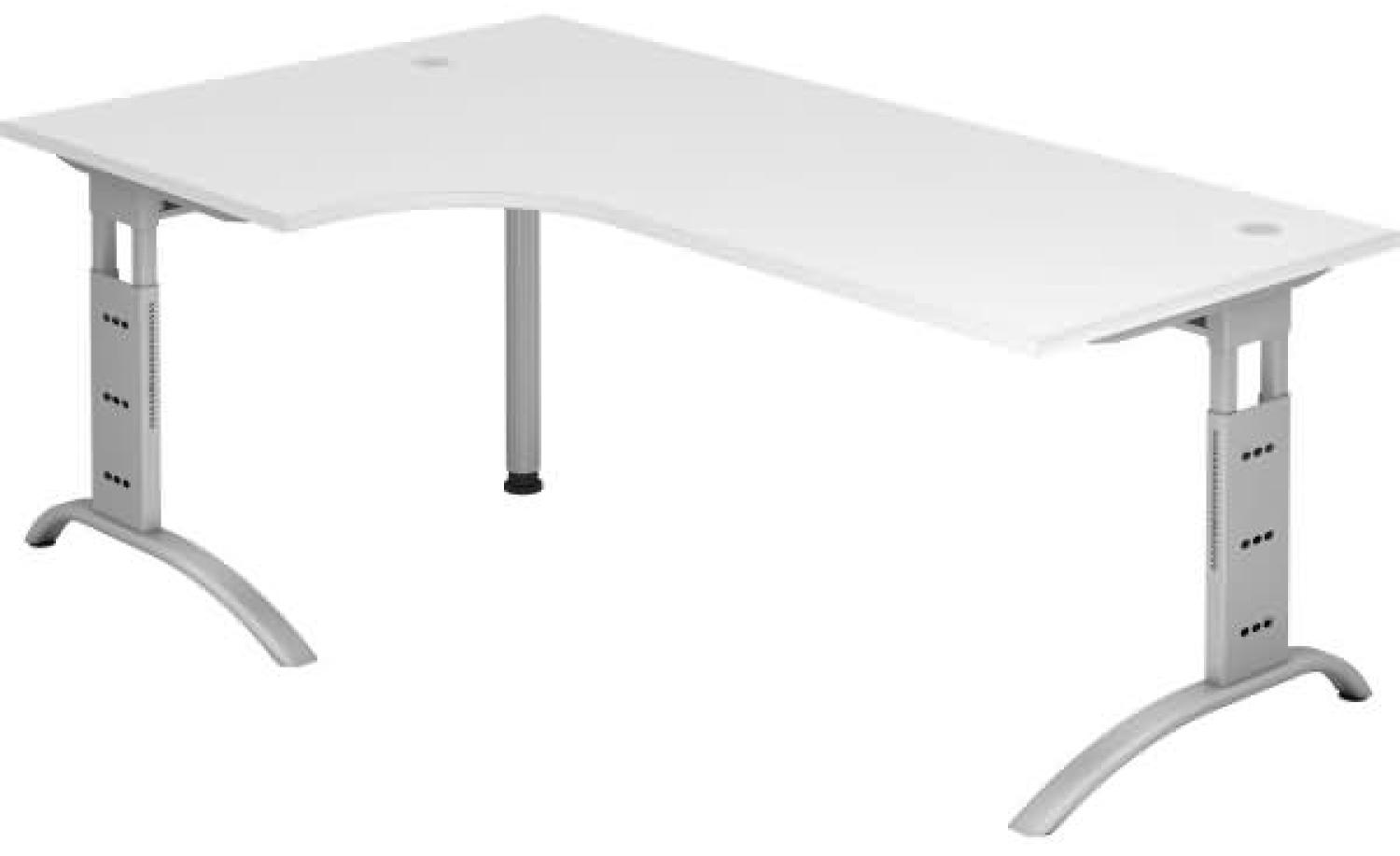 Winkeltisch FS82 C-Fuß 200x120cm 90° Weiß Gestellfarbe: Silber Bild 1