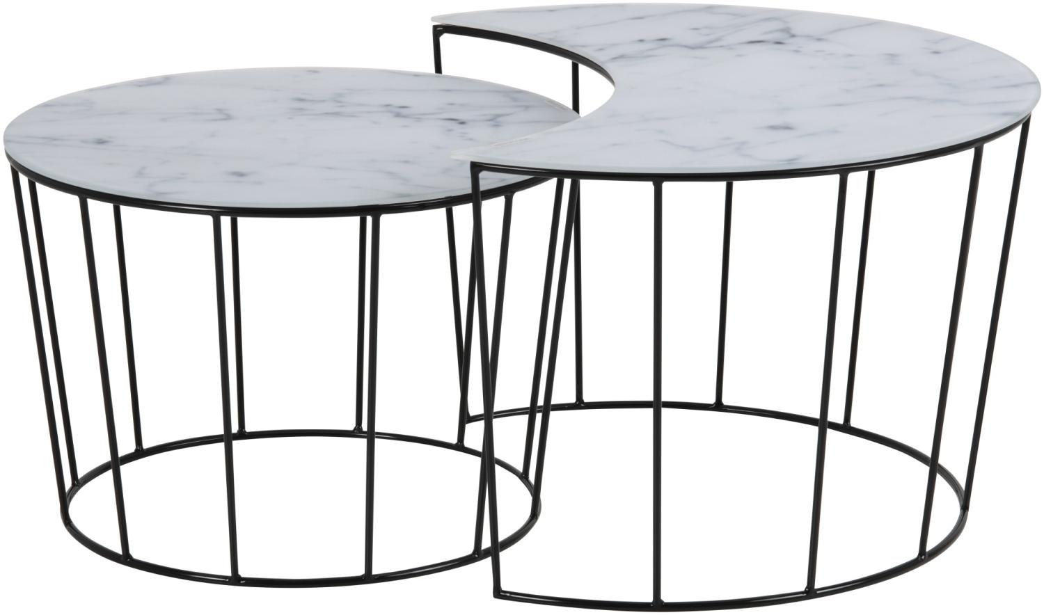 Couchtisch Wohnzimmer Sofa Stube Korb Tisch Beistelltisch Glas Marmor Optik Bild 1