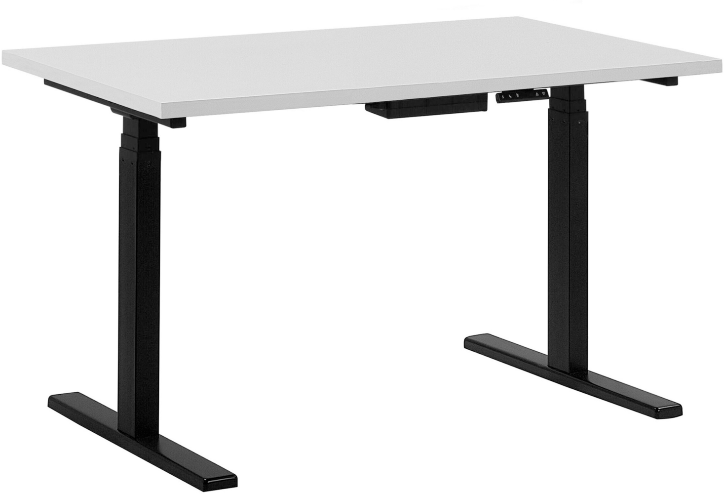 Schreibtisch elektrisch höhenverstellbar, Spanplatte Weiß/ Schwarz, 63-126 x 130 x 72 cm Bild 1