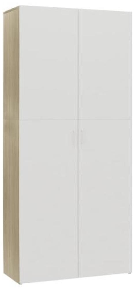 vidaXL Schuhschrank Weiß Sonoma-Eiche 80 x 35,5 x 180 cm Spanplatte Bild 1