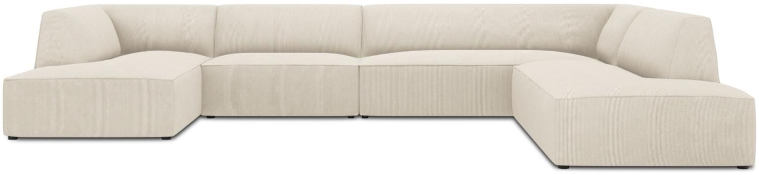 Micadoni 7-Sitzer Panorama Ecke rechts Sofa Ruby | Bezug Light Beige | Beinfarbe Black Plastic Bild 1
