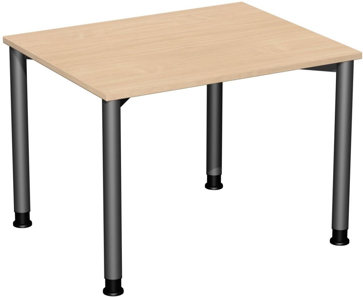 Schreibtisch '4 Fuß Flex' höhenverstellbar, 100x80cm, Buche / Anthrazit Bild 1