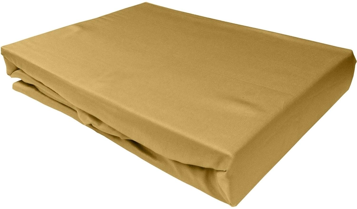 Bettwaesche-mit-Stil Mako-Satin Spannbettlaken gold 70x200cm Bild 1