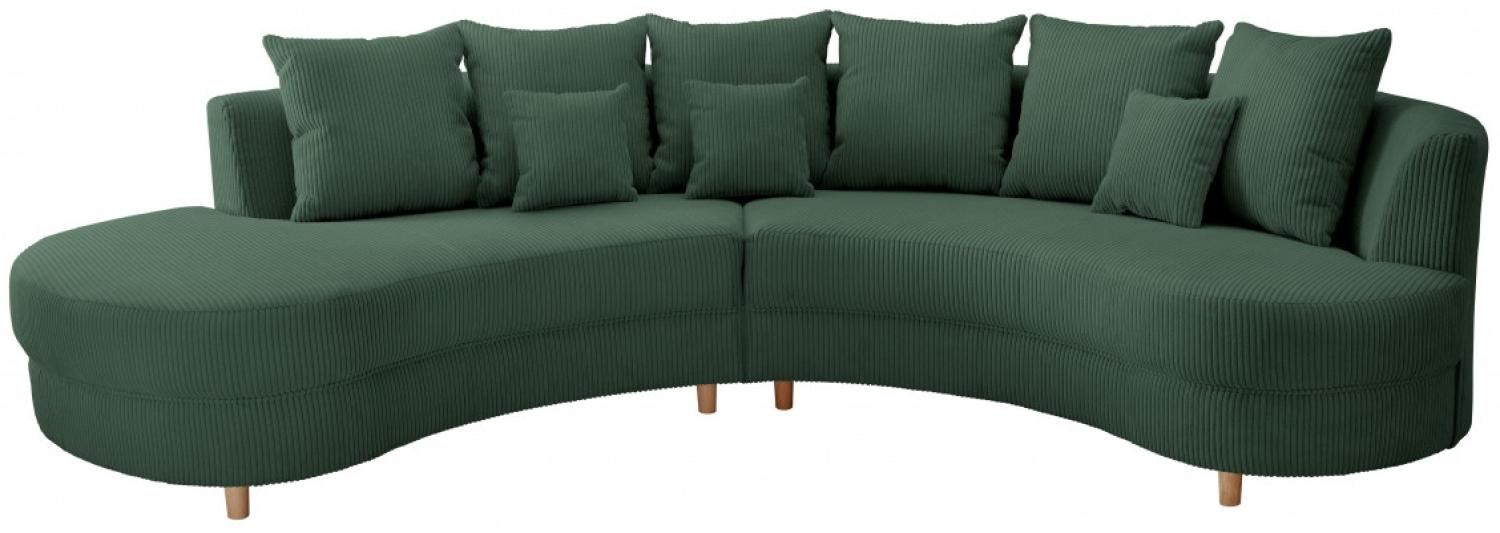Big Sofa Limona von Benformato Cord Bezug ohne Hocker Moosgrün & links Bild 1