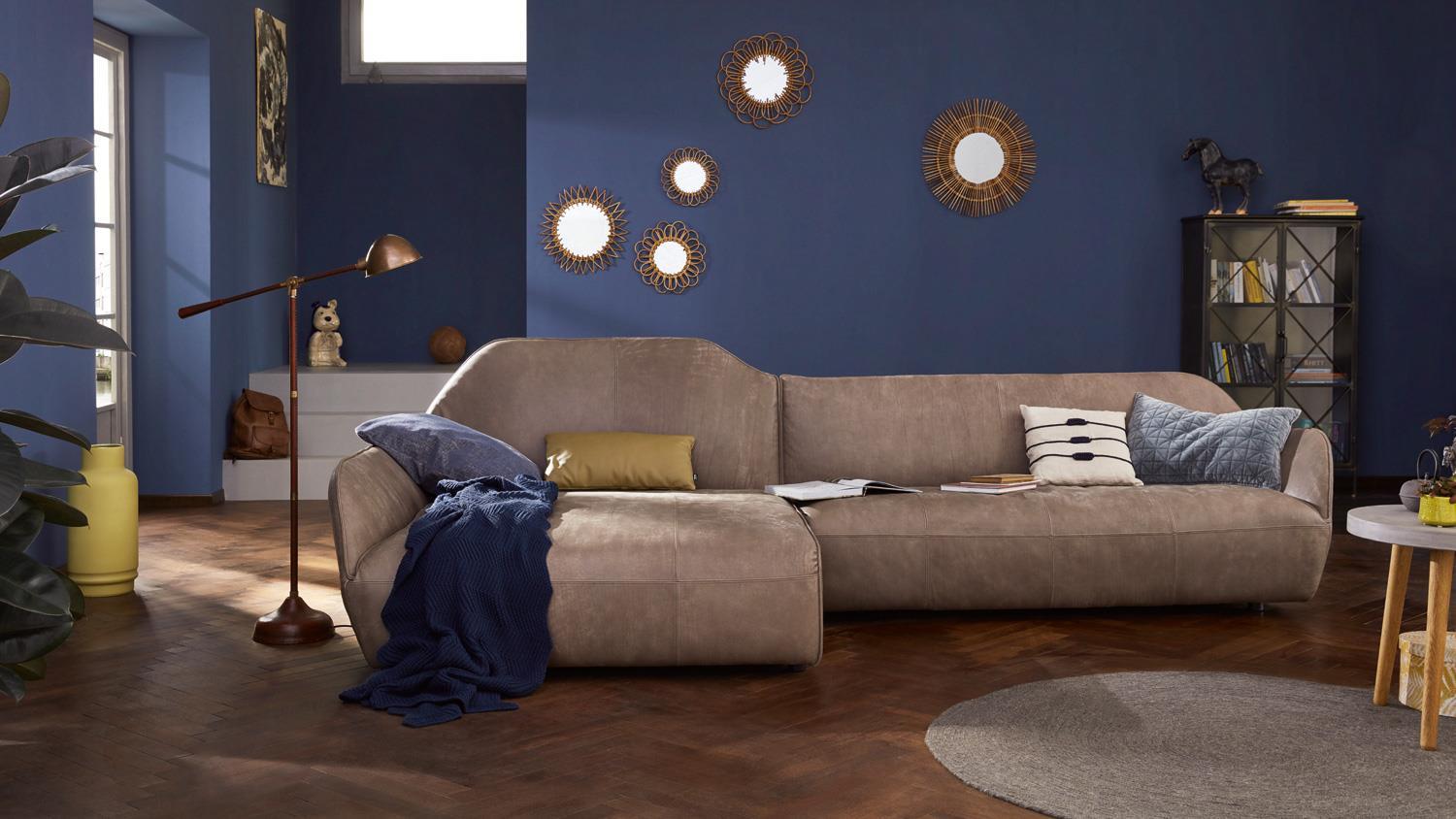 Hülsta Sofa von Rolf Benz Ecksofa 480 Leder grau beige 318x164 cm Bild 1